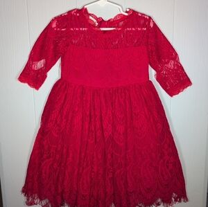 Trish Scully Bella Rafaela Crimson Red Lace Dress Size 4